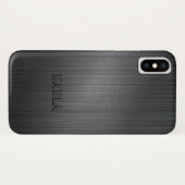 Modernes dunkles Grau Metallic Texture Monogram Case-Mate iPhone Hülle (Rückseite (Horizontal))