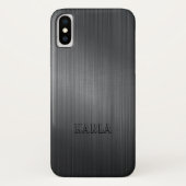 Modernes dunkles Grau Metallic Texture Monogram Case-Mate iPhone Hülle (Rückseite)