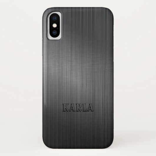 Modernes dunkles Grau Metallic Texture Monogram Case-Mate iPhone Hülle (Rückseite)