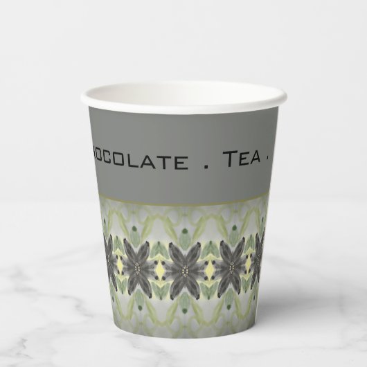 Modernes dunkles Grau mit Grün Pappbecher (Rückseite)