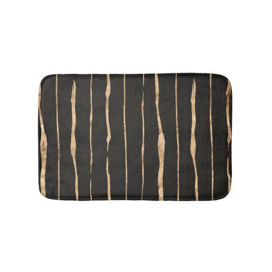 Modernes dunkles Grau- und Rose-Gold-Streifen-Must Badematte (Vorderseite)