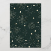 Modernes dunkles Grün und Gold Elegantes Xmas Tree Folieneinladung (Rückseite)