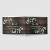 Modernes dunkles Holz Eukalyptus rustikal, einfach Gästebuch (Voll)