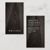 Modernes, dunkles Holz minimalistisch beruflich Visitenkarte (Vorne/Hinten)