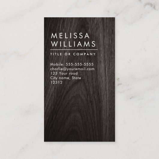 Modernes, dunkles Holz minimalistisch beruflich Visitenkarte (Rückseite)