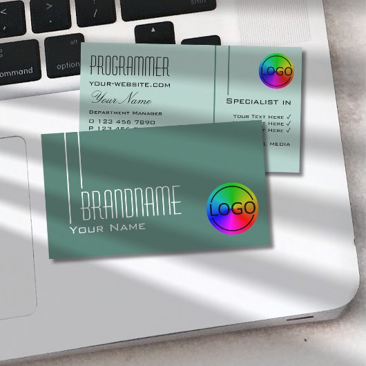 Modernes Dunkles Licht Aquamarin mit Beruflichem L Visitenkarte