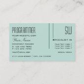 Modernes Dunkles Licht Aquamarin mit Initialen Ber Visitenkarte (Rückseite)