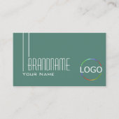 Modernes Dunkles Licht Aquamarin mit Logo und Foto Visitenkarte (Vorderseite)