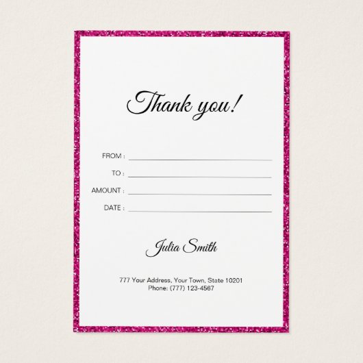 Modernes dunkles Rosa mit Glitzer-Effekt (Rückseite)