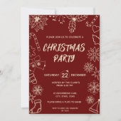 Modernes Dunkles Rot und Gold Elegantes Xmas Party Einladung (Vorderseite)