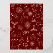 Modernes Dunkles Rot und Gold Elegantes Xmas Party Folieneinladung (Rückseite)