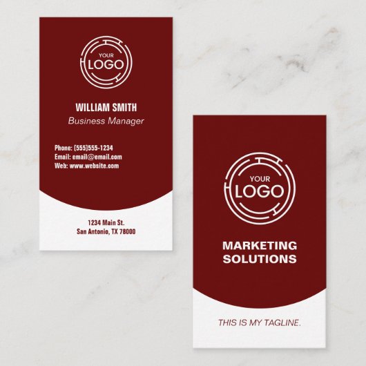 Modernes Dunkles Rot Visitenkarte (Vorne/Hinten)