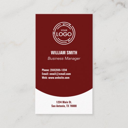 Modernes Dunkles Rot Visitenkarte (Vorderseite)