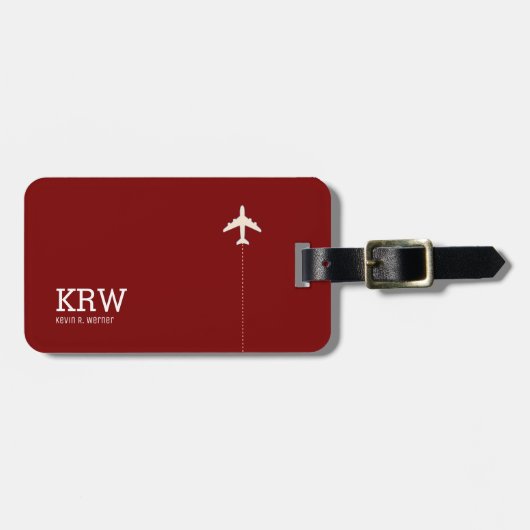 Modernes dunkles rotes Gepäckstück mit Name Gepäckanhänger (Vorderseite horizontal)