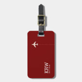 Modernes dunkles rotes Gepäckstück mit Name Gepäckanhänger (Vorderseite vertikal)
