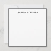 Modernes dunkles Stahlgrau-Border-Monogramm Mitteilungskarte (Vorderseite)