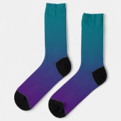 Modernes dunkles Türkis Royal Lila Gradient Socken (Linkes Detail)