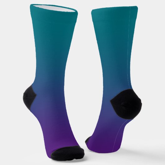 Modernes dunkles Türkis Royal Lila Gradient Socken (Gewinkelt)