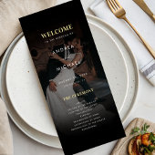 Modernes Dunkles verblasstes Foto Gold & Black Wed Programm