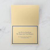Modernes Duoton Tan/Navy Business Dankeskarte (Innenseite)