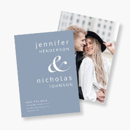 Modernes Dusty Blue Ampersand Foto Save The Date