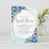 Modernes dusty Blue Botanical Brautparty Einladung (Stehend Vorderseite)