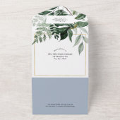 Modernes Dusty Blue Botanischer Garten Foto Hochze All In One Einladung (Außenbereich)