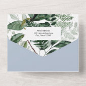 Modernes Dusty Blue Botanischer Garten Foto Hochze All In One Einladung (Rückseite)