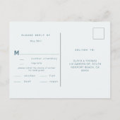 Modernes Dusty Blue Chic Beach Hochzeitssaal UAWG Einladungspostkarte (Rückseite)