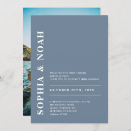 Modernes Dusty Blue Elegante Einfaches Hochzeitsst Einladung