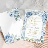 Modernes Dusty Blue Floral Arch Baby Duschbrunch Einladung