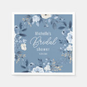 Modernes Dusty Blue Floral Boho Brautparty Serviette (Vorderseite)