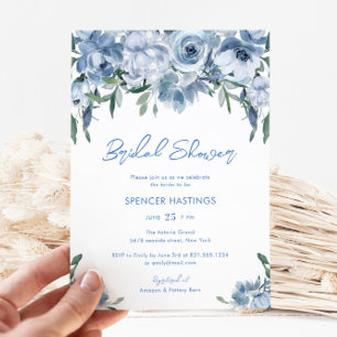 Modernes Dusty Blue Floral Brautparty Einladung