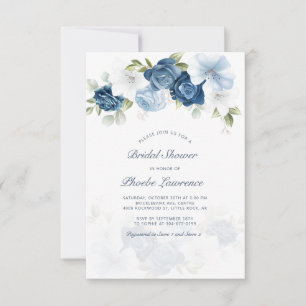 Modernes Dusty Blue Floral Brautparty Einladung