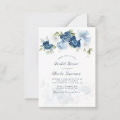 Modernes Dusty Blue Floral Brautparty Mitteilungskarte (Vorderseite)