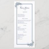 Modernes Dusty Blue Floral Hochzeitmenü Menükarte (Vorderseite)