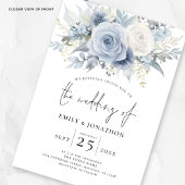 Modernes Dusty Blue Florals Foto Wedding Einladung