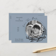 Modernes Dusty Blue Foto Wedding Save the Date