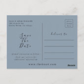 Modernes Dusty Blue Foto Wedding Save the Date Postkarte (Rückseite)