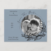 Modernes Dusty Blue Foto Wedding Save the Date Postkarte (Vorderseite)