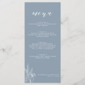 Modernes Dusty Blue Minimal Floral Wedding Monogra Menükarte (Vorderseite)