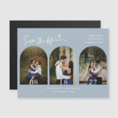 Modernes Dusty Blue Minimal Save the Date Arch Fot Magnetkarte (Vorne/Hinten)