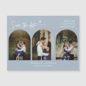Modernes Dusty Blue Minimal Save the Date Arch Fot Magnetkarte (Vorderseite)