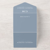 Modernes Dusty Blue Monogram QR Code UAWG Wedding All In One Einladung (Außenbereich)