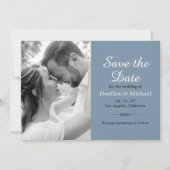 Modernes Dusty Blue Save the Date QR Code Wedding Einladung (Vorderseite)