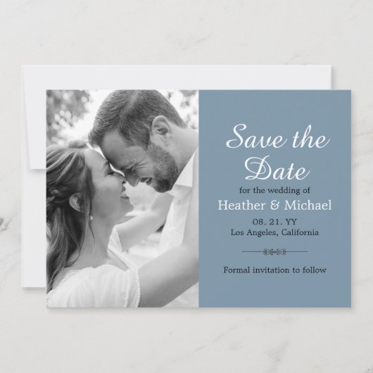 Modernes Dusty Blue Save the Date QR Code Wedding Einladung (Vorderseite)