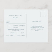 Modernes Dusty Blue Script Beach Wedding Meal UAWG Einladungspostkarte (Rückseite)
