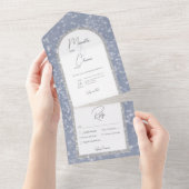 Modernes Dusty Blue & Silver Glitzer Snow Dinner All In One Einladung (Abreißen)