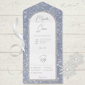 Modernes Dusty Blue & Silver Glitzer Snow Dinner All In One Einladung