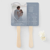 Modernes Dusty Blue & Silver White Wedding Program Fächer (Vorne und Hinten)